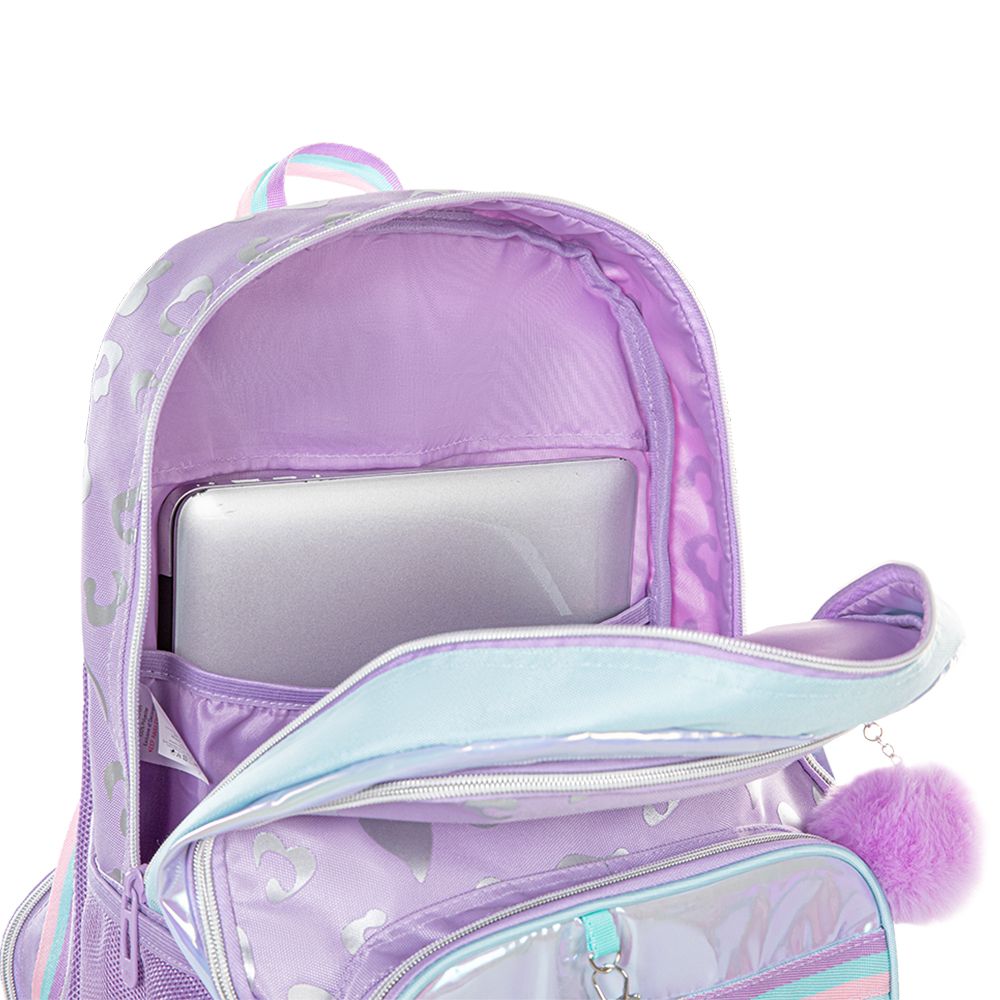 Eazy Kids Trolley School Bag Set of 3 With Lunch Bag & Pencil Pouch (Love Purple)