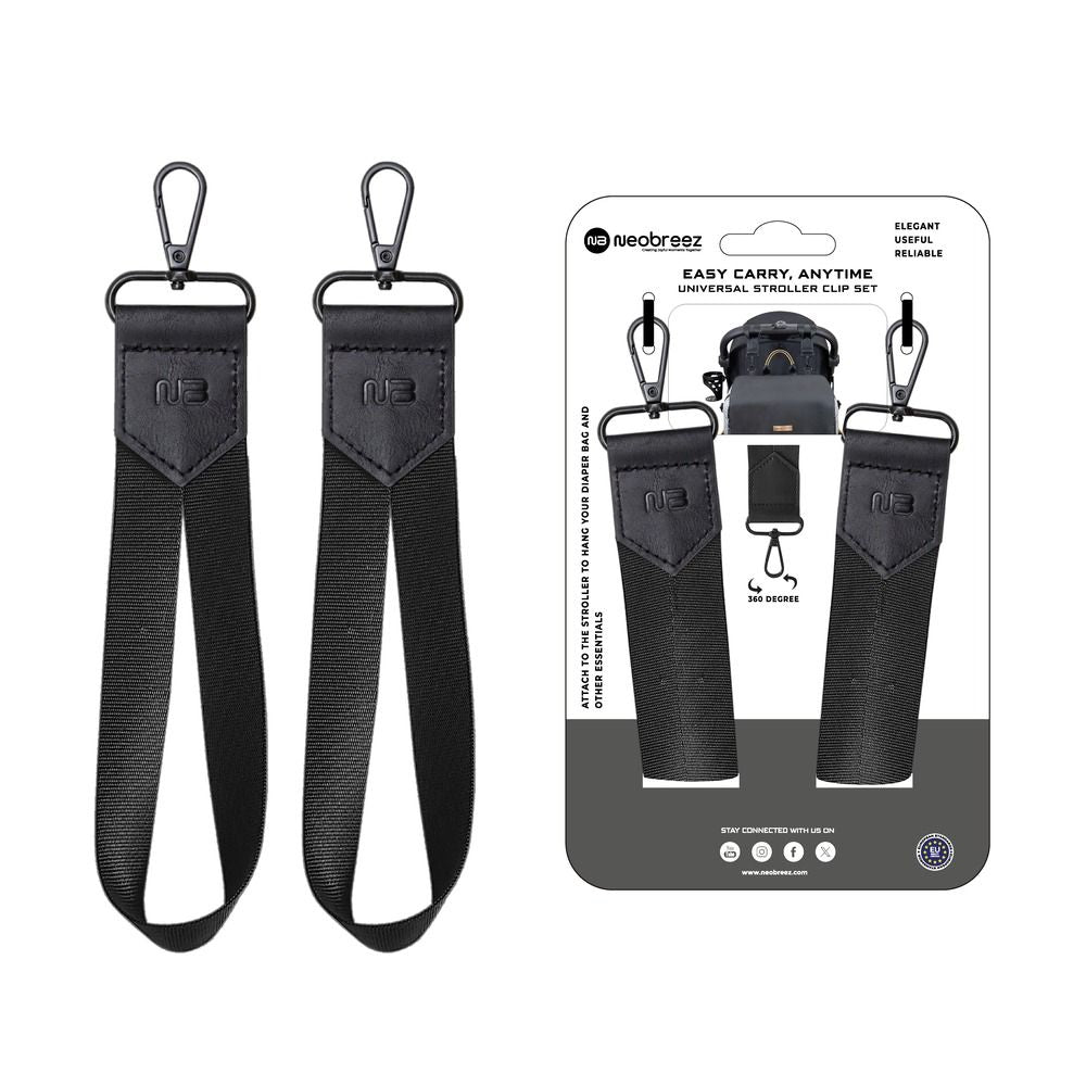 Neobreez Universal Stroller Hooks Clip Set (Black)