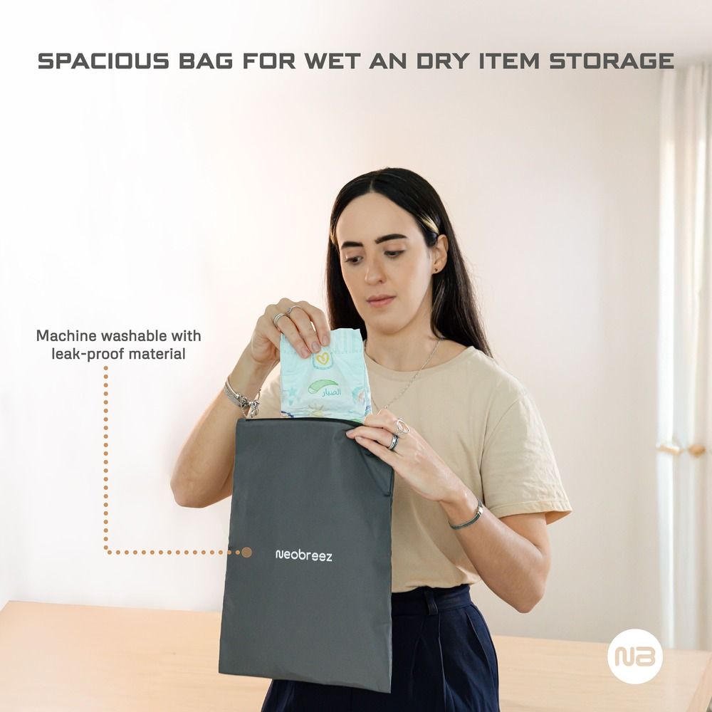 Neobreez Wet & Dry Bag Leak Proof For Diaper Bag/Stroller (Grey)