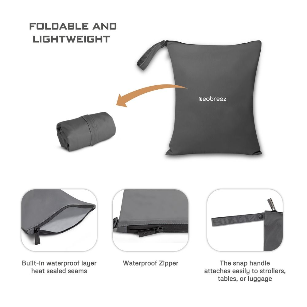Neobreez Wet & Dry Bag Leak Proof For Diaper Bag/Stroller (Grey)