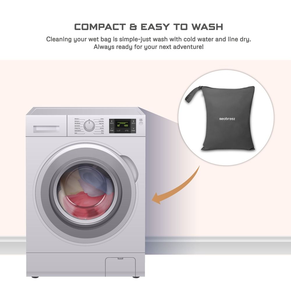 Neobreez Wet & Dry Bag Leak Proof For Diaper Bag/Stroller (Grey)