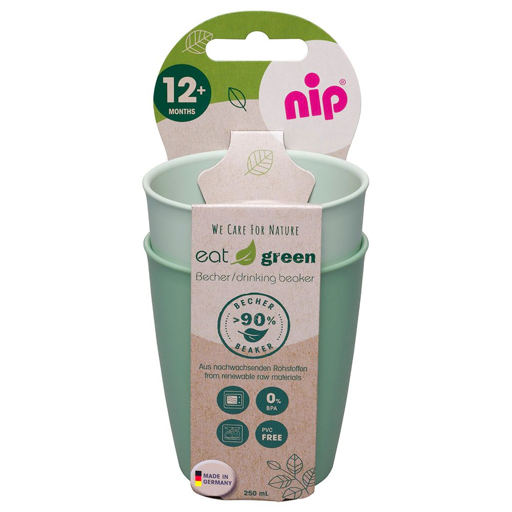 Nip Drinking Beaker Bio-based Plastic - Green (2 Pcs)
