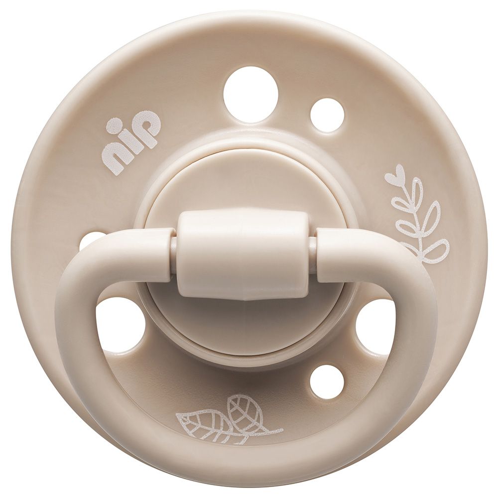 Nip Cherry Round Soother- Beige/Dark Green (0-6 Months) - Pack of 2