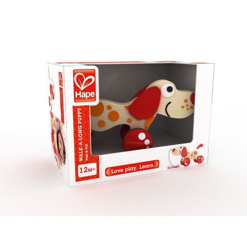 Hape Puppy Push & Pull Walk A Long Wooden Toy