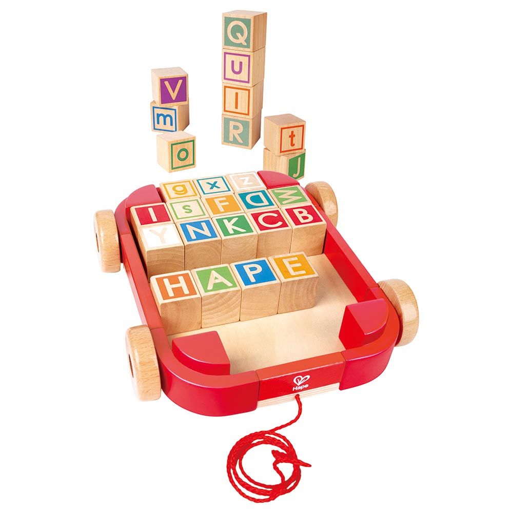 Hape Pull Along Cart With Stacking Blocks