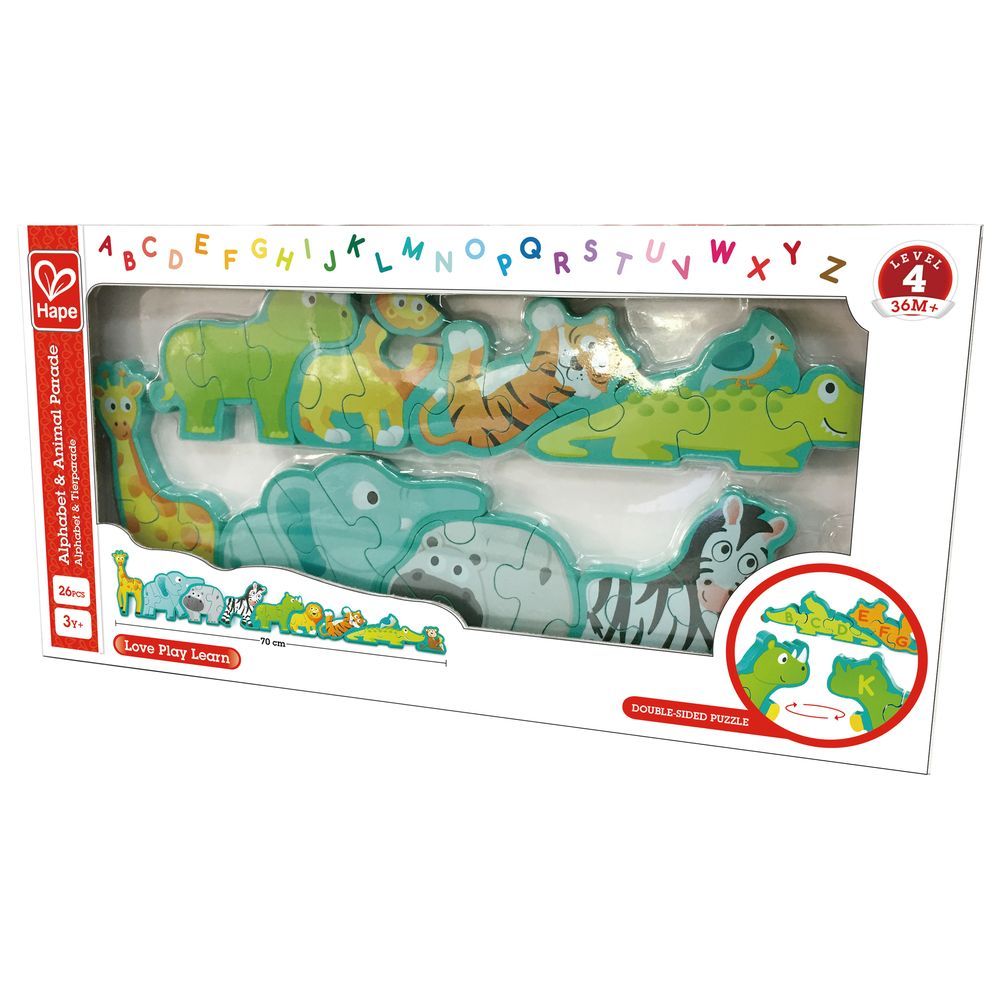 Hape Double Sided Alphabet & Animal Wooden Puzzle (26 Pcs)