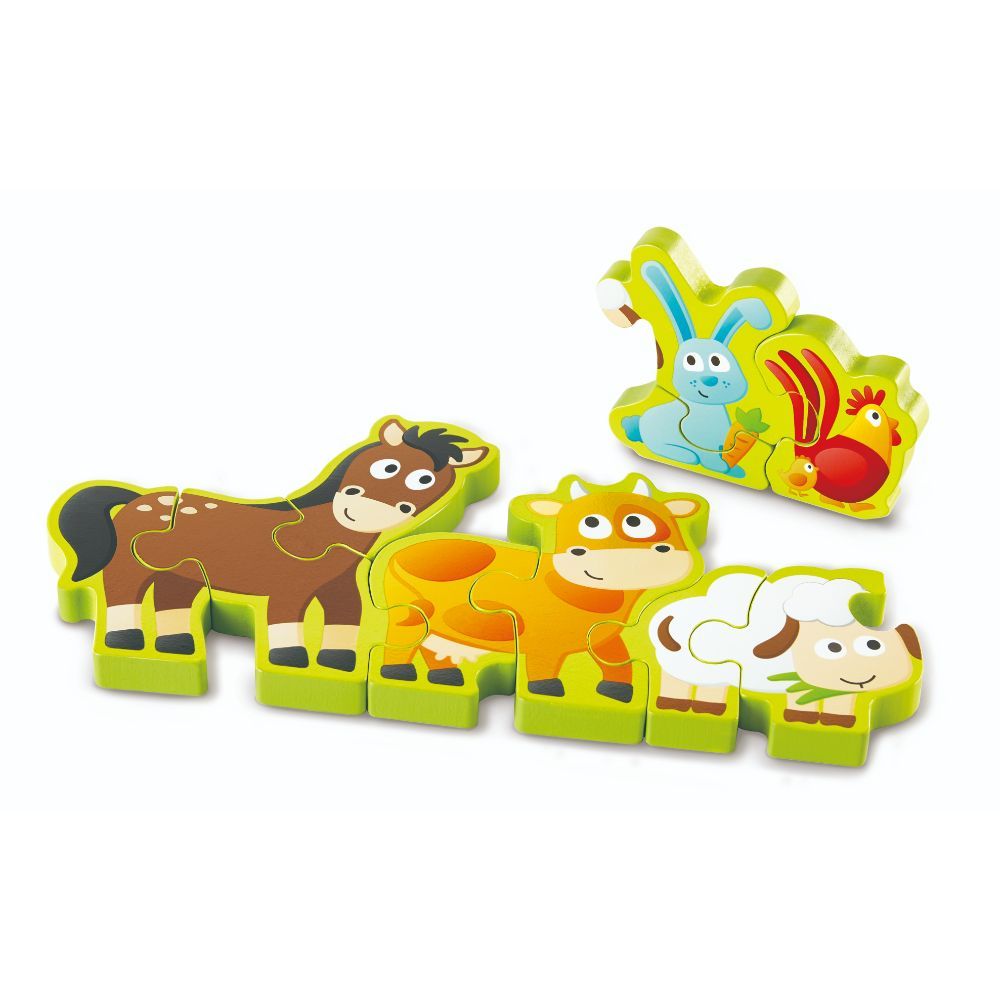 Hape Double Sided Numbers & Farm Animal Wooden Jigsaw Puzzle