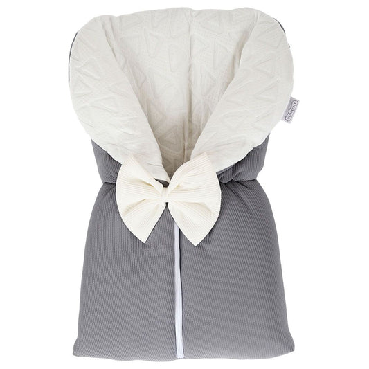 White & Grey Baby Sleeping Bag White With Bow
