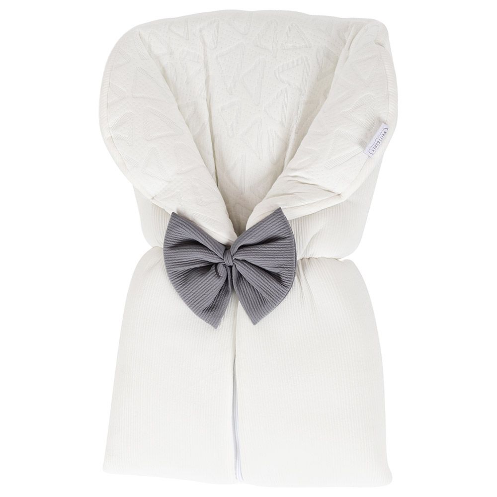 White & Grey Baby Sleeping Bag White With Bow
