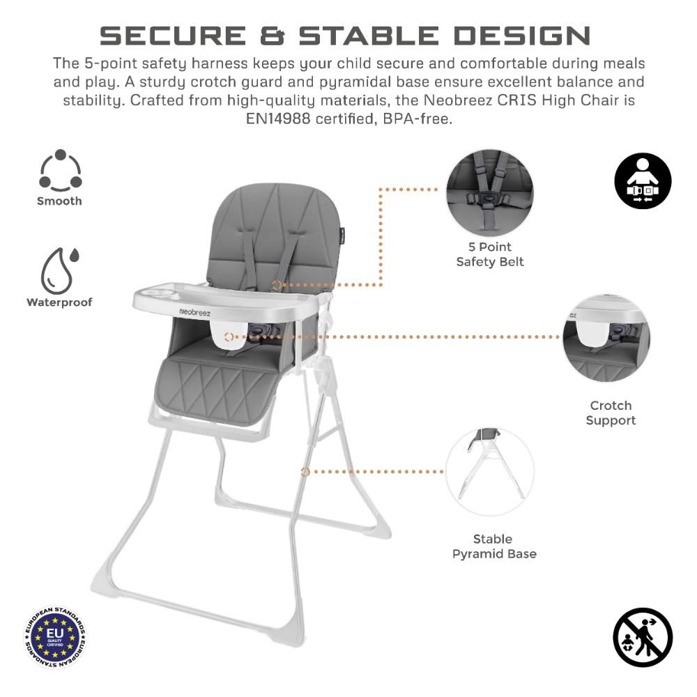 Neobreez Chris Baby High Chair (Medium Gray/White)