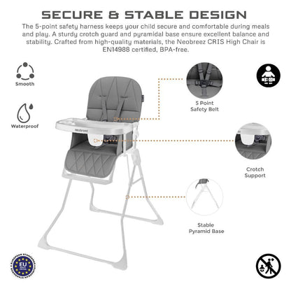 Neobreez Chris Baby High Chair (Medium Gray/White)