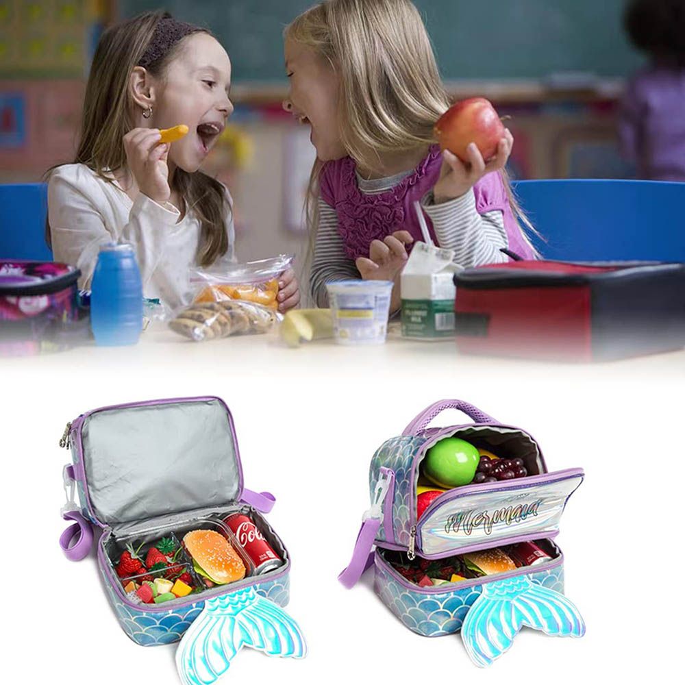 Eazy Kids Printed Lunch Bag (Mermaid Purple)