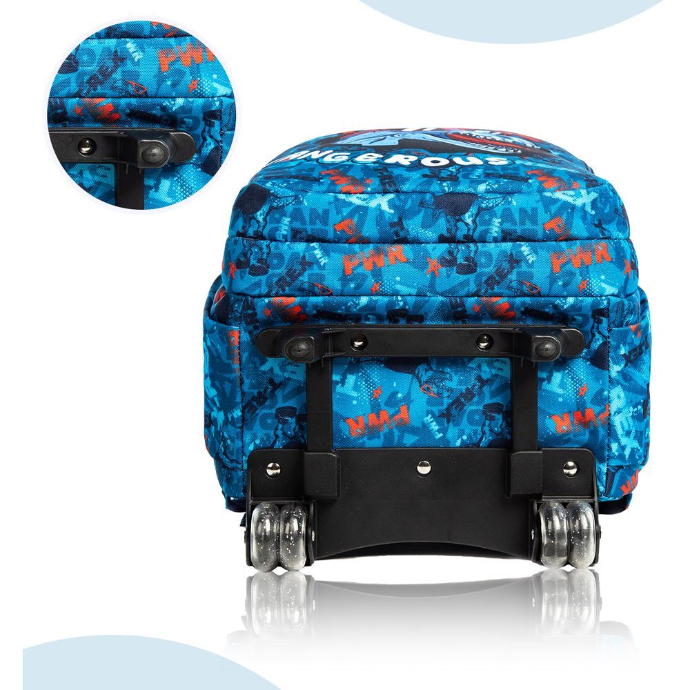 Eazy Kids Set of 3 Trolley School Lunch Bag & Pencil Case (Trex Dinosaur Blue)