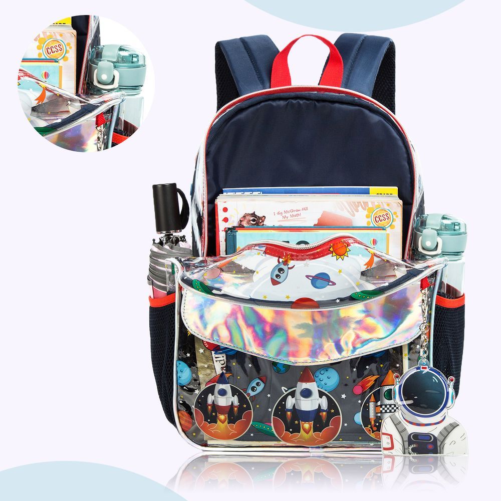 Eazy Kids 16 School Bag Lunch Bag Pencil Case Set of 3 (Astronaut Blue)