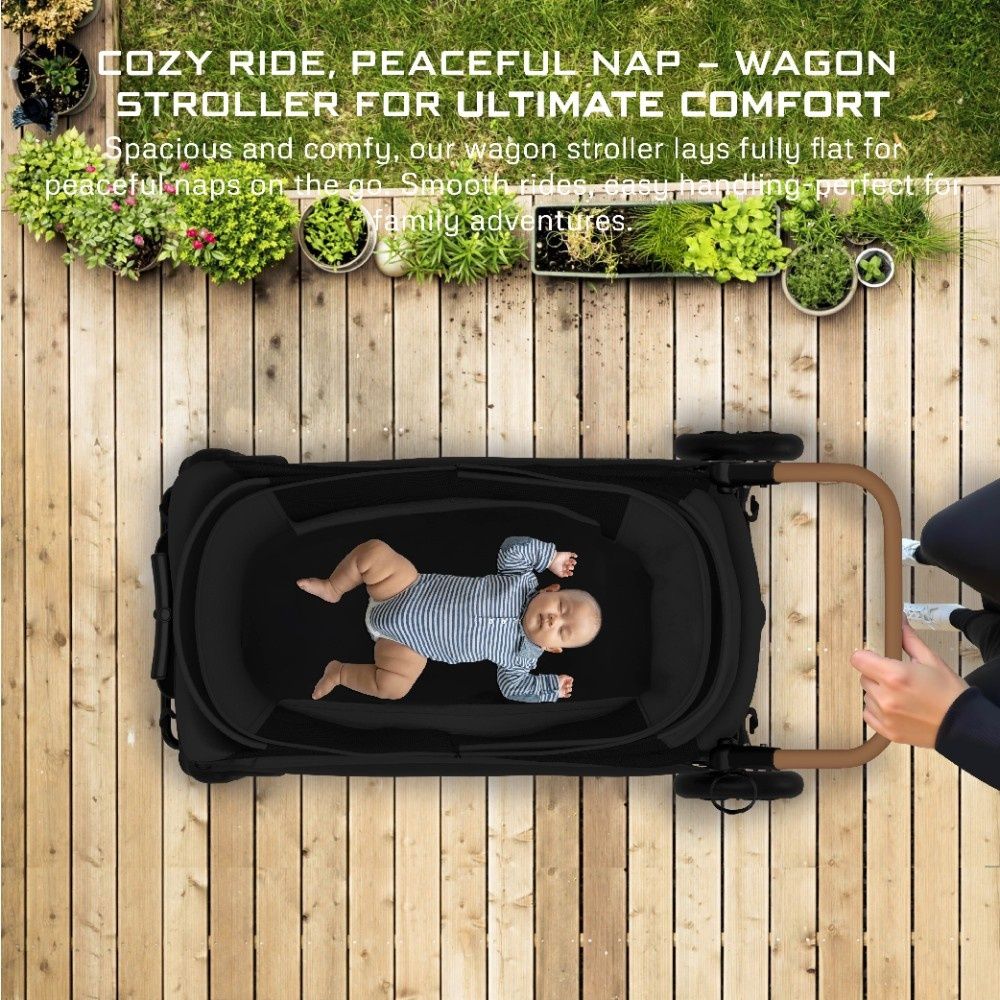 Neobreez Advi Wagon Cargo Push & Pull Foldable Double Stroller (Black)