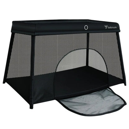 Teknum Portable Quick fold Playard & Cot with Zipper Door & Carry Bag (Midnight Black)