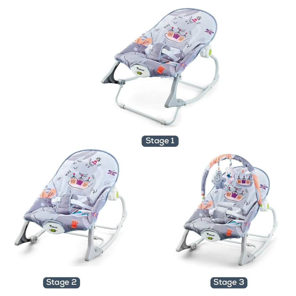 Teknum 3-In-1 Rocker Baby Seat Recliner with Soothing Music (Party Grey)