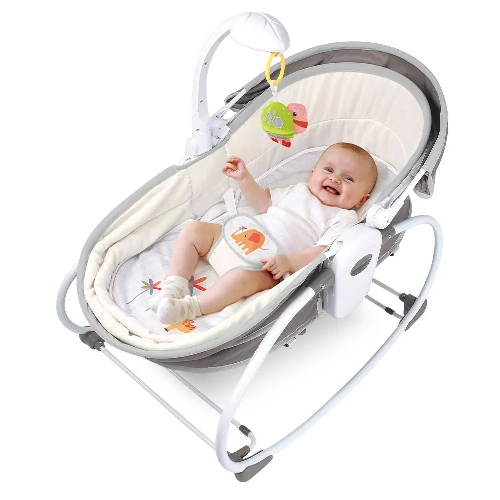 Teknum 5-In-1 Cozy Rocker Bassinet With Awning & Mosquito Net (Grey)