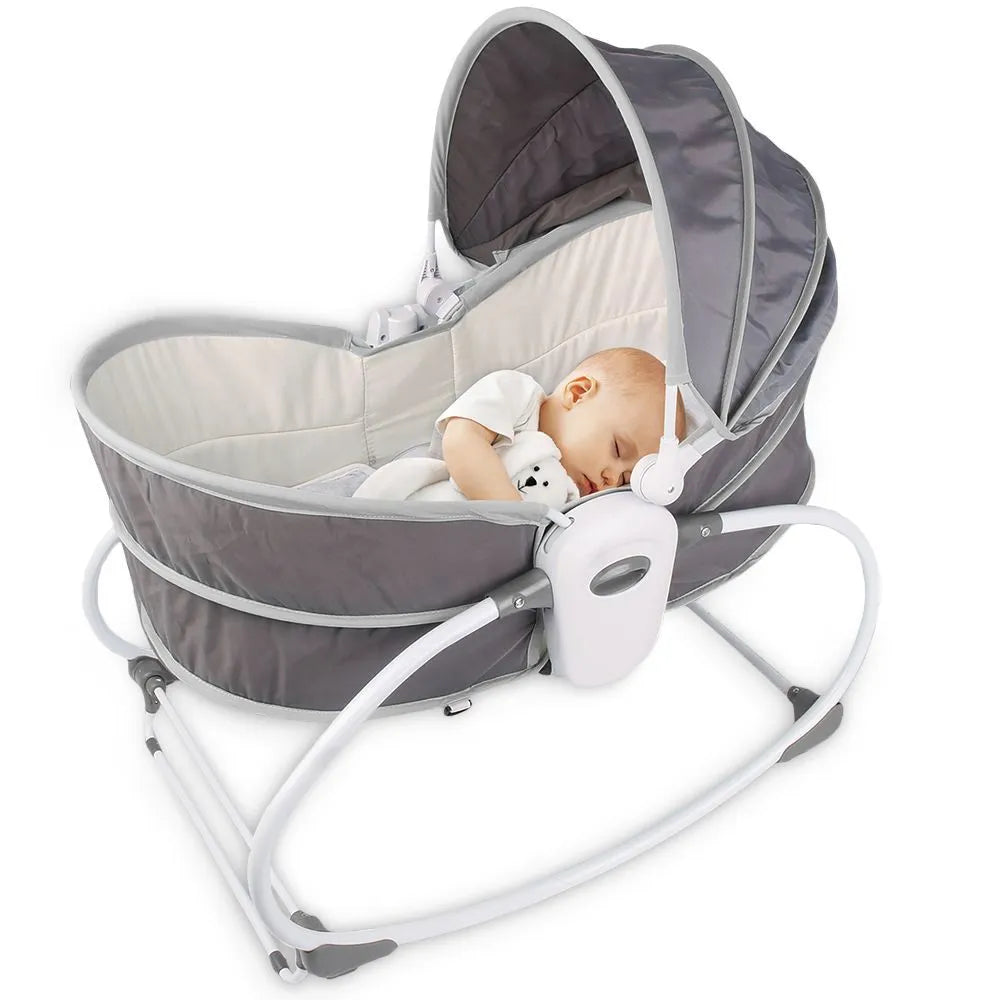Teknum 5-In-1 Cozy Rocker Bassinet With Awning & Mosquito Net (Grey)