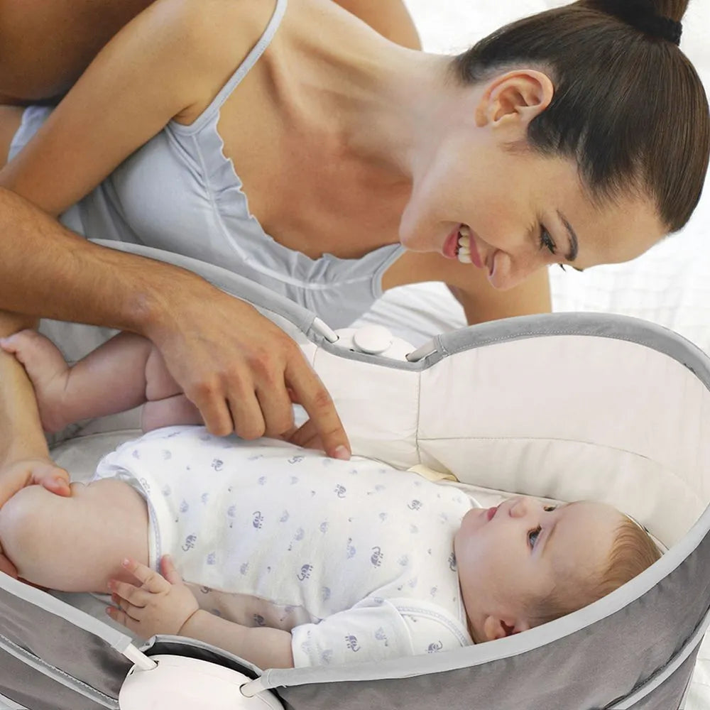Teknum 5-In-1 Cozy Rocker Bassinet With Awning & Mosquito Net (Grey)