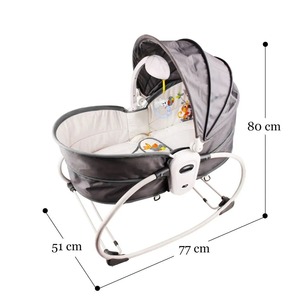 Teknum 5-In-1 Cozy Rocker Bassinet With Awning & Mosquito Net (Grey)