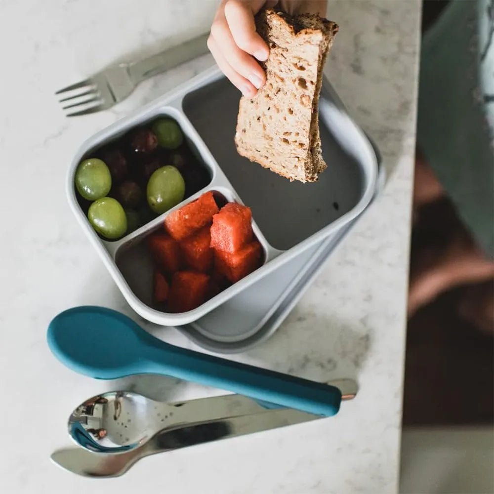 Eazy Kids Portable Travel Cutlery Set (Stainless Steel Spoon, Fork & Knife with Silicone Case)