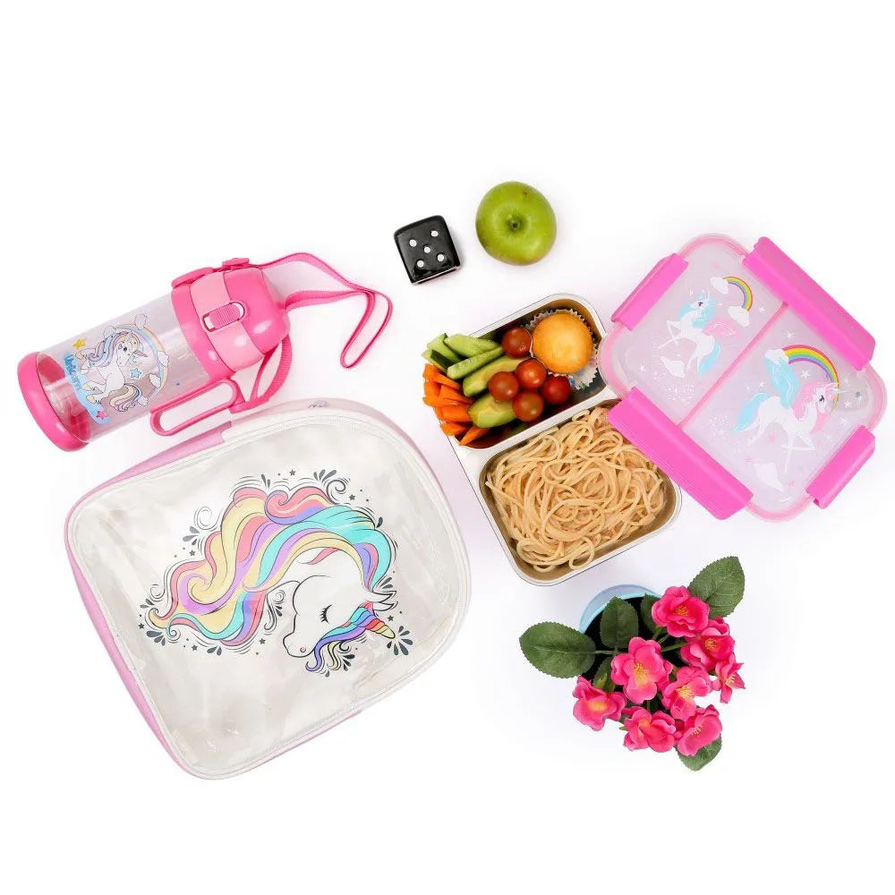 Eazy Kids Steel Bento Insulated Lunch Box (Pink)