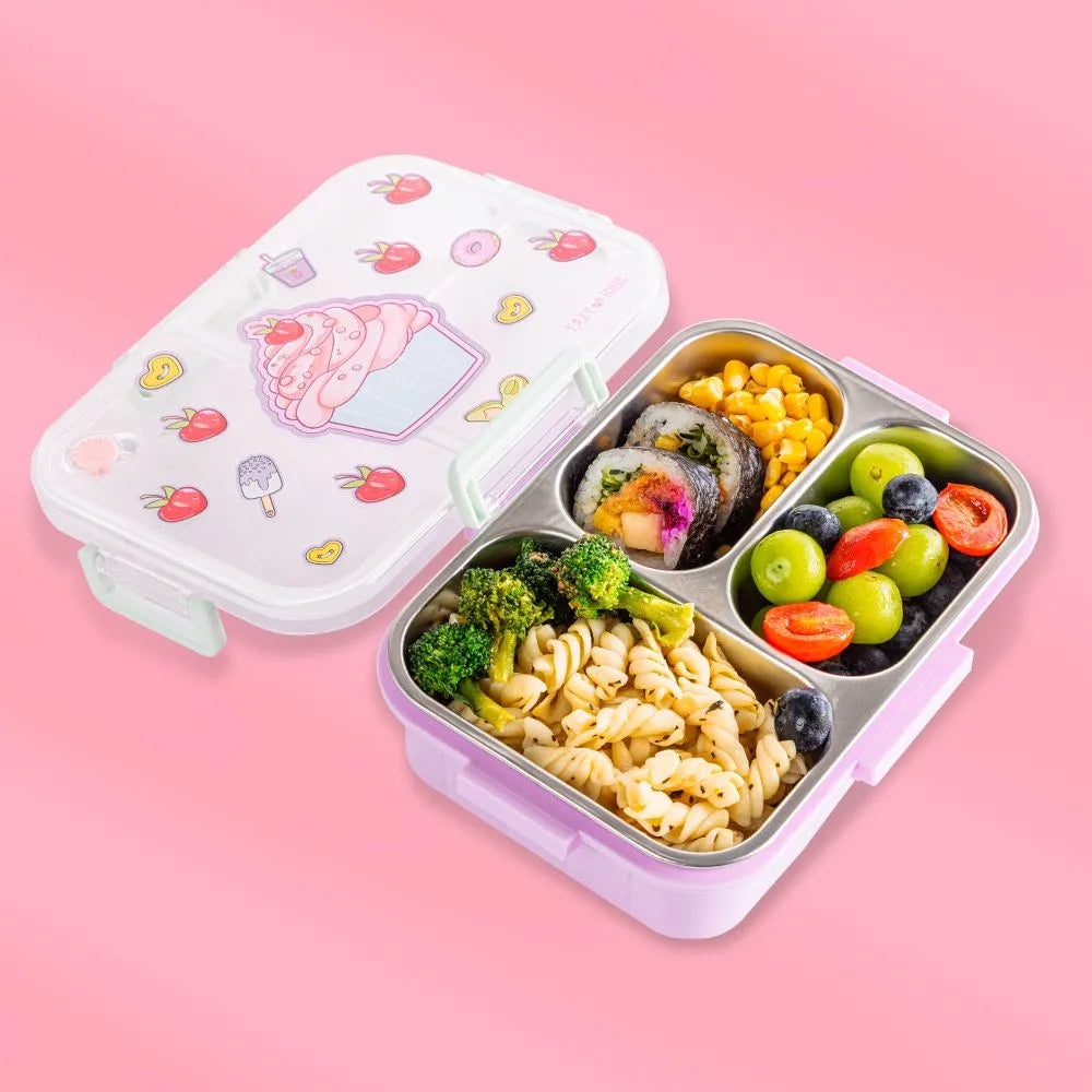 Eazy Kids 3 Compartment Stainless Steel bento Lunch Box (800ml)