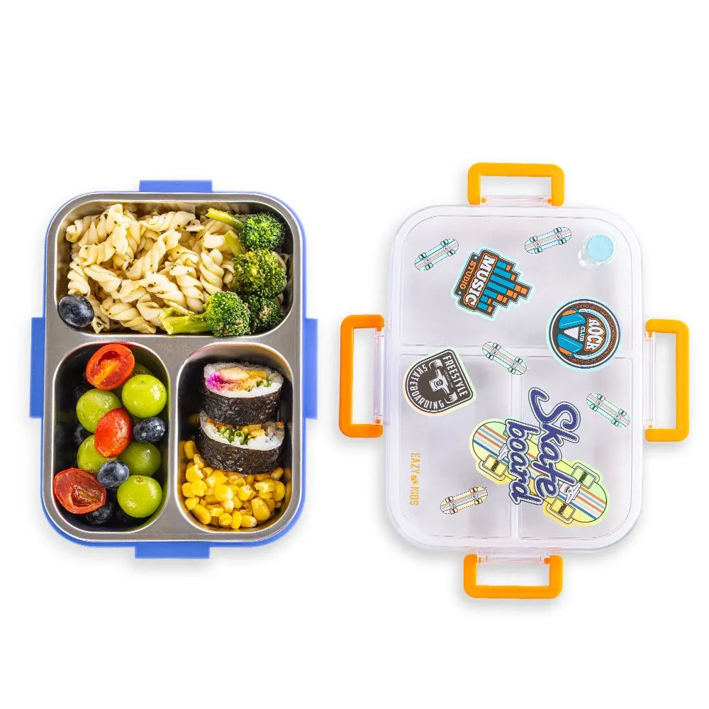 Eazy Kids 3 Compartment Stainless Steel bento Lunch Box (800ml)