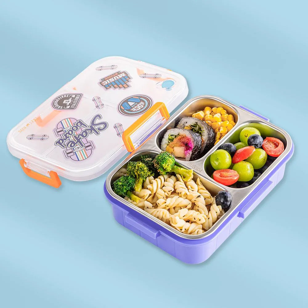 Eazy Kids 3 Compartment Stainless Steel bento Lunch Box (800ml)