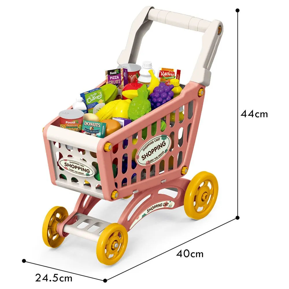 Little Story Role Play Market Shopping Cart Toy Set (Pink, 56 Pcs)