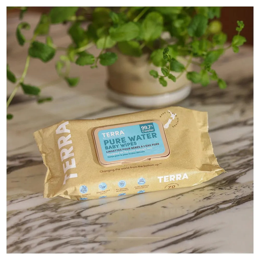 Terra Baby Wipes Pure Water 70s (Pack of 12)