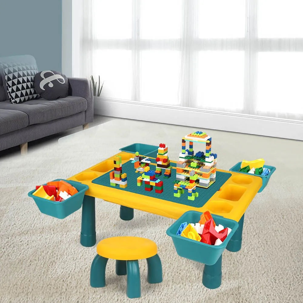 Little Story Blocks 4-In-1 Activity Table With Stool (Green)