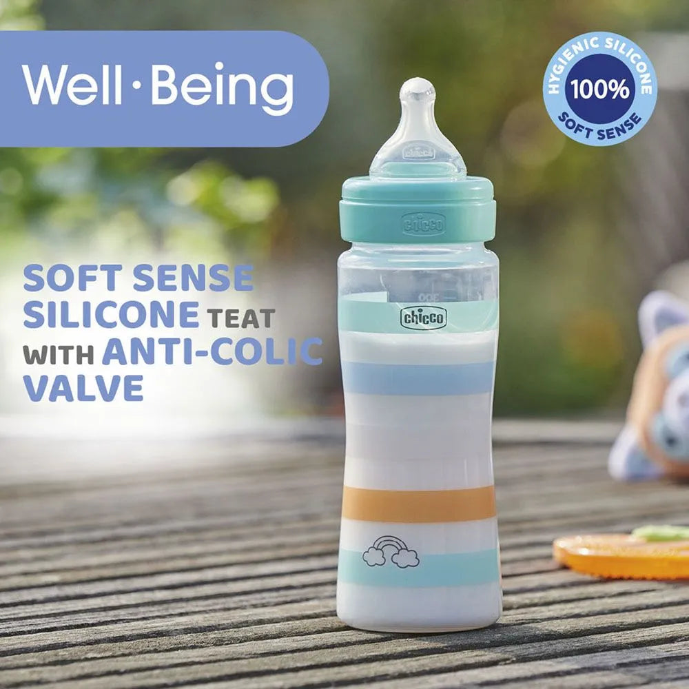 Chicco Well-Being Feeding Bottle - Fast Flow Silicone Nipple (330 ml)