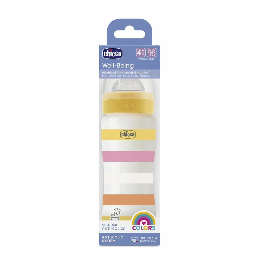 Chicco Well-Being Feeding Bottle - Fast Flow Silicone Nipple (330 ml)