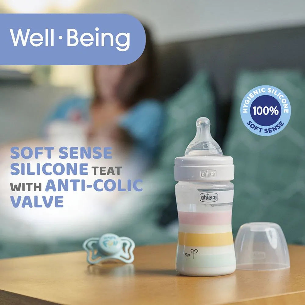 Chicco Well-Being Feeding Bottle - Slow Flow Silicone Nipple (150 ml)