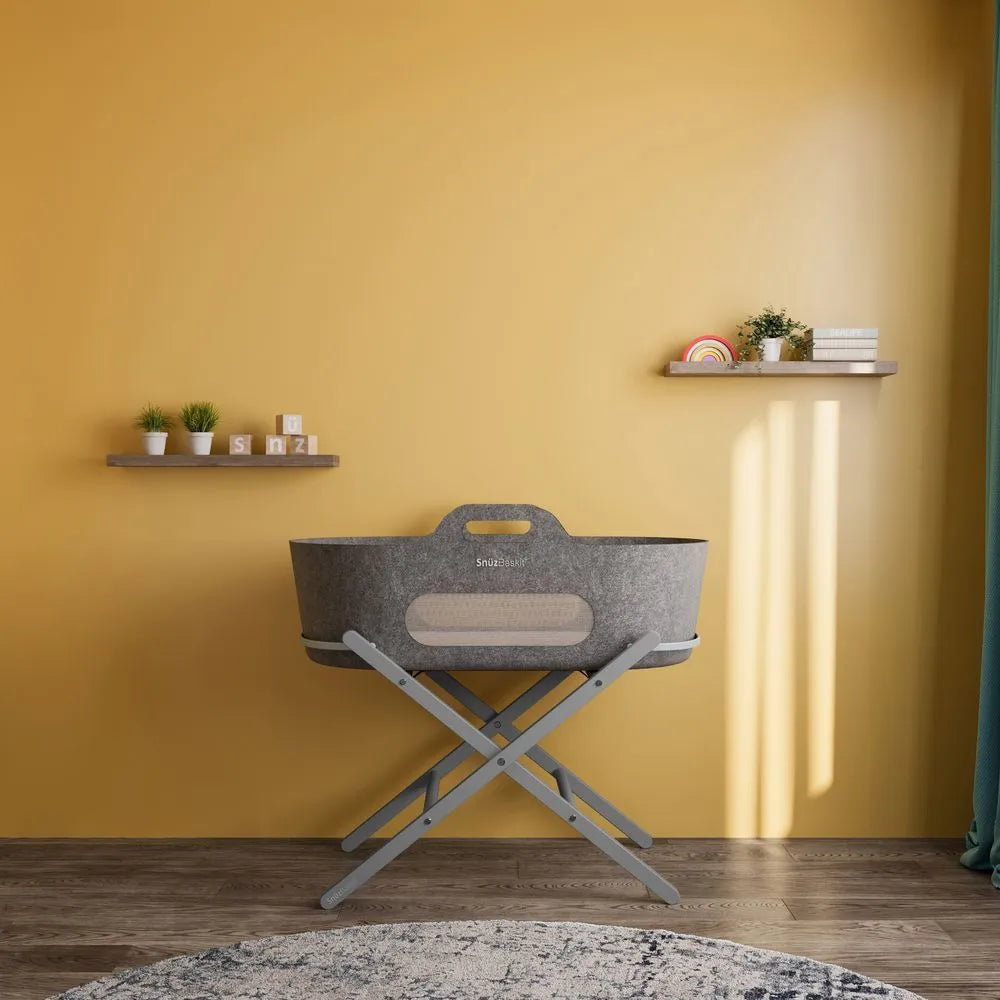 SnuzBaskit Dark Grey Moses Basket & Stand Set