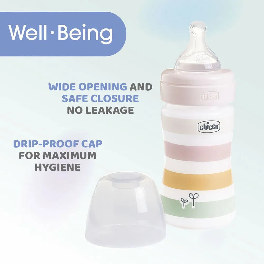 Chicco Well-Being Feeding Bottle - Slow Flow Silicone Nipple (150 ml)
