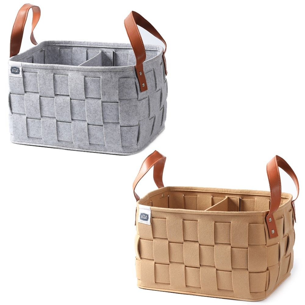 Little Story Multi Purpose Laundry Caddy Basket Felt (Grey)
