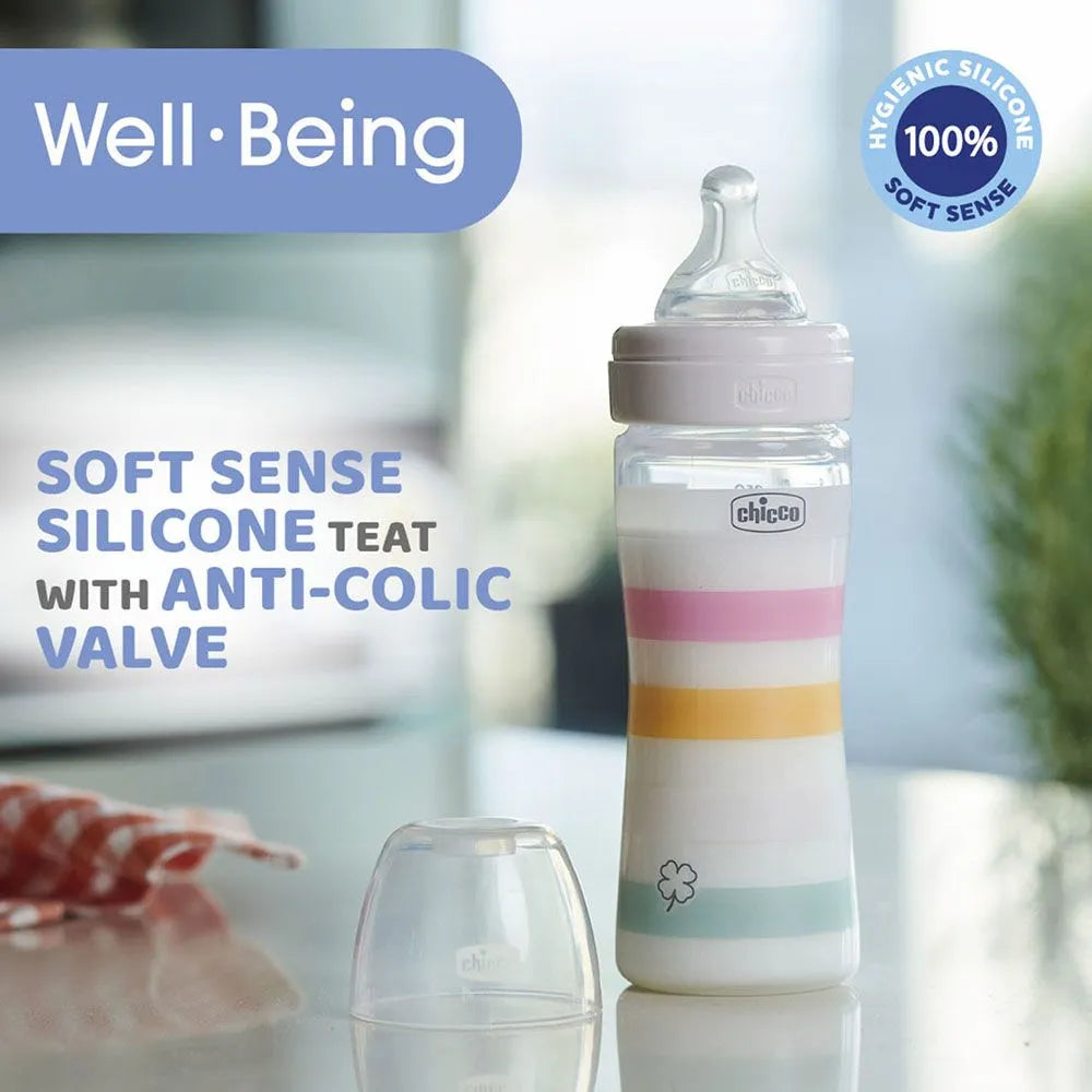 Chicco Well-Being Feeding Bottle - Medium Flow Silicone Nipple (250 ml)