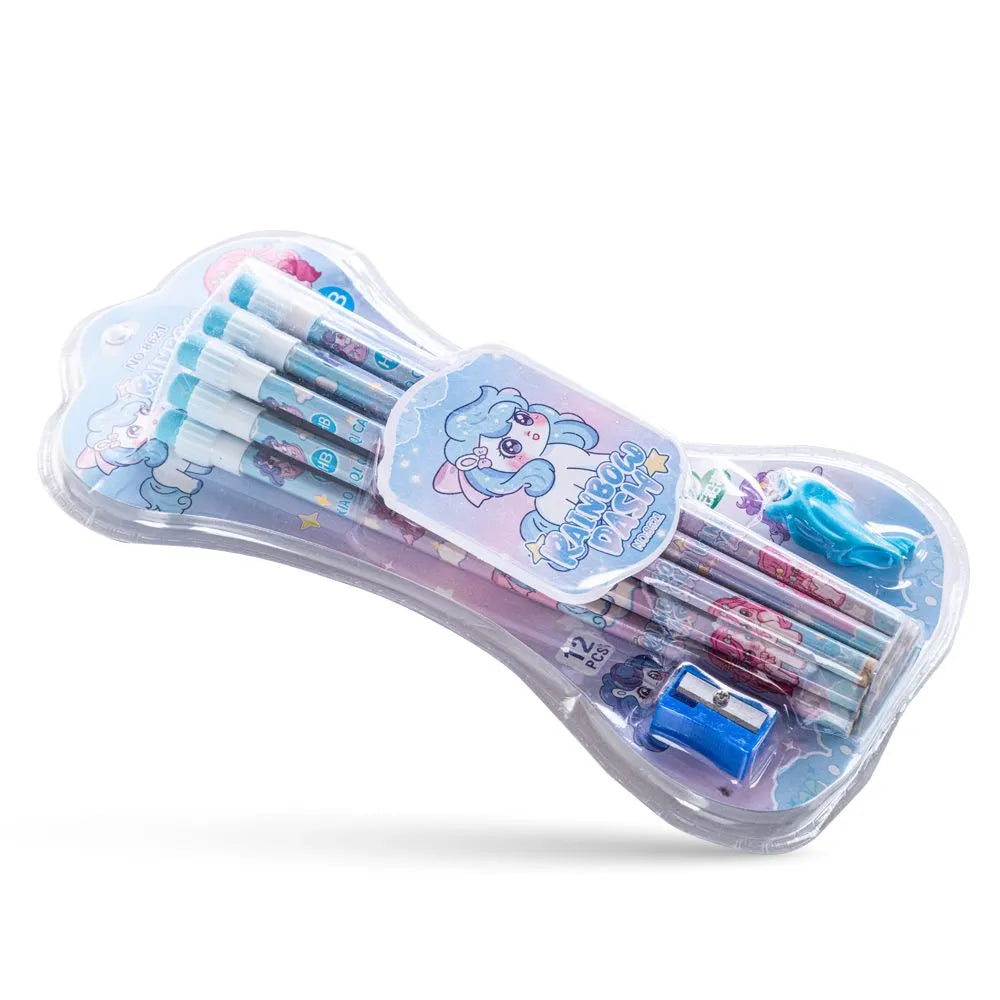 Eazy Kids HB Pencil With Eraser & Grip Set (12 Pcs)