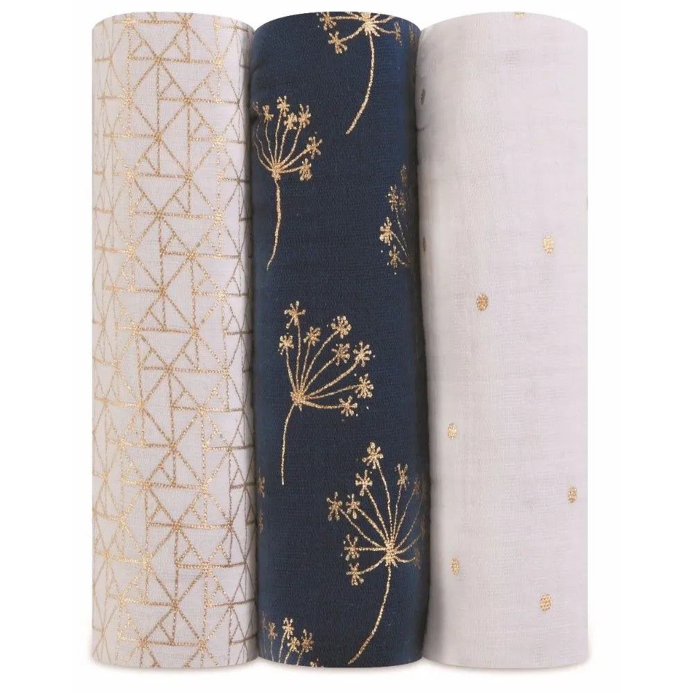 Aden & Anais Swaddles Metallic Gold Deco - Pack of 3