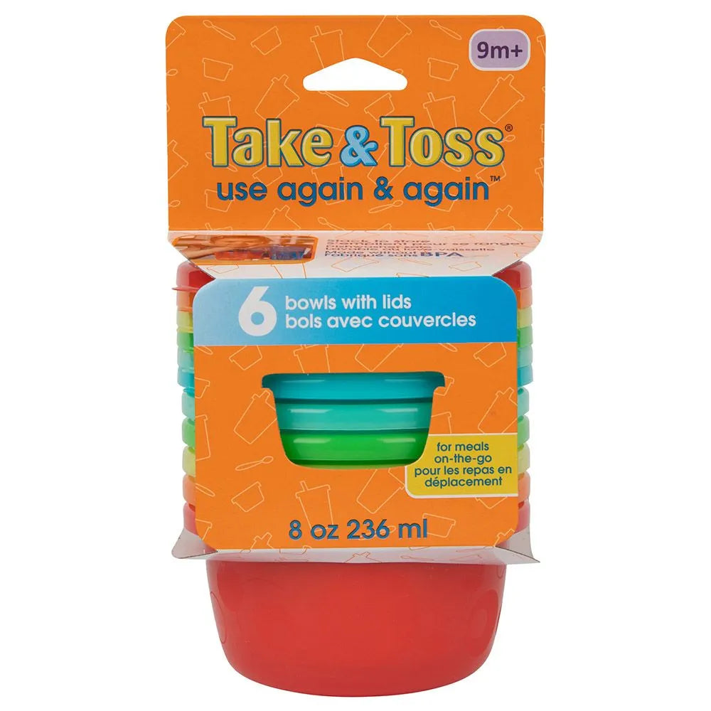 أوعية طعام للأطفال الصغار Take & Toss من The First Years - عبوة من 6 (8oz)