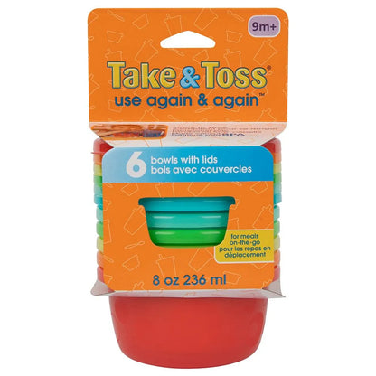 أوعية طعام للأطفال الصغار Take & Toss من The First Years - عبوة من 6 (8oz)
