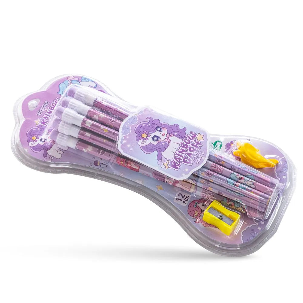 Eazy Kids HB Pencil With Eraser & Grip Set (12 Pcs)