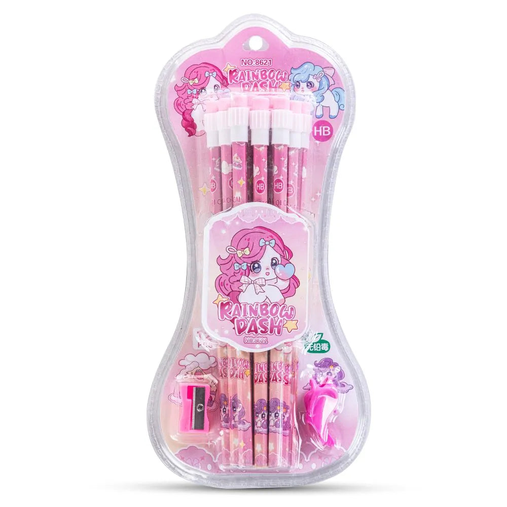Eazy Kids HB Pencil With Eraser & Grip Set (12 Pcs)