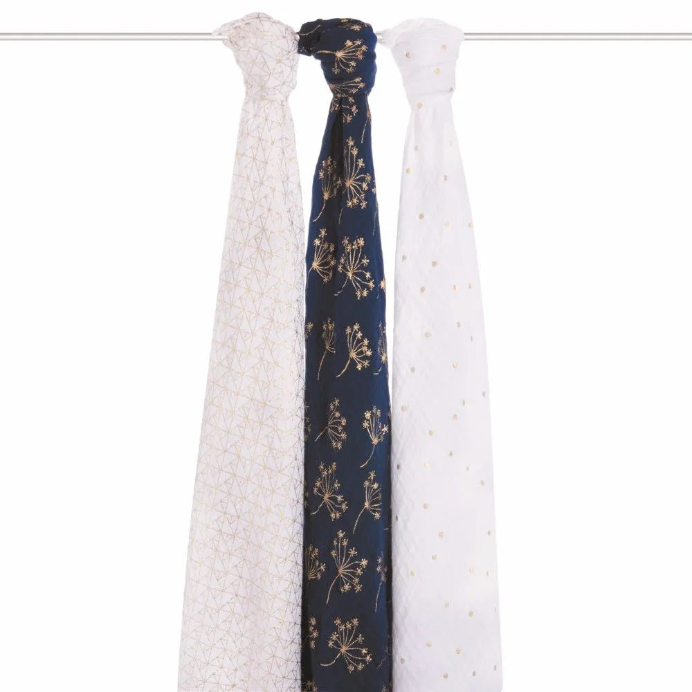 Aden & Anais Swaddles Metallic Gold Deco - Pack of 3