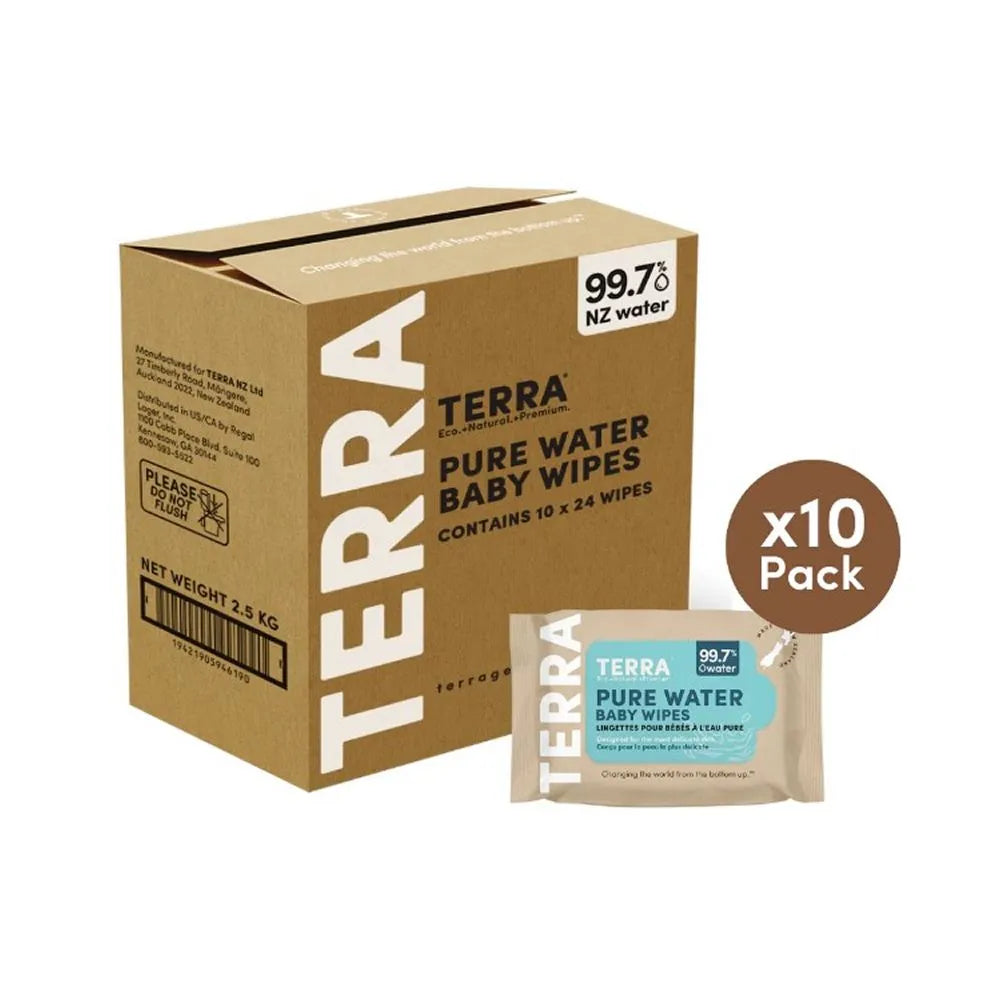 Terra Pure Water Baby Wipes 24s (Pack of 10)
