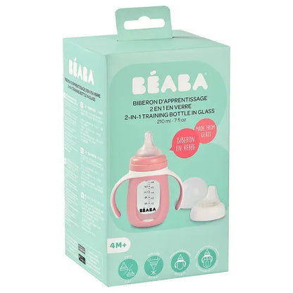 بيبا زجاجة تعلّم 2 في 1 مع غلاف من السيليكون - 210ml (وردي قديم)