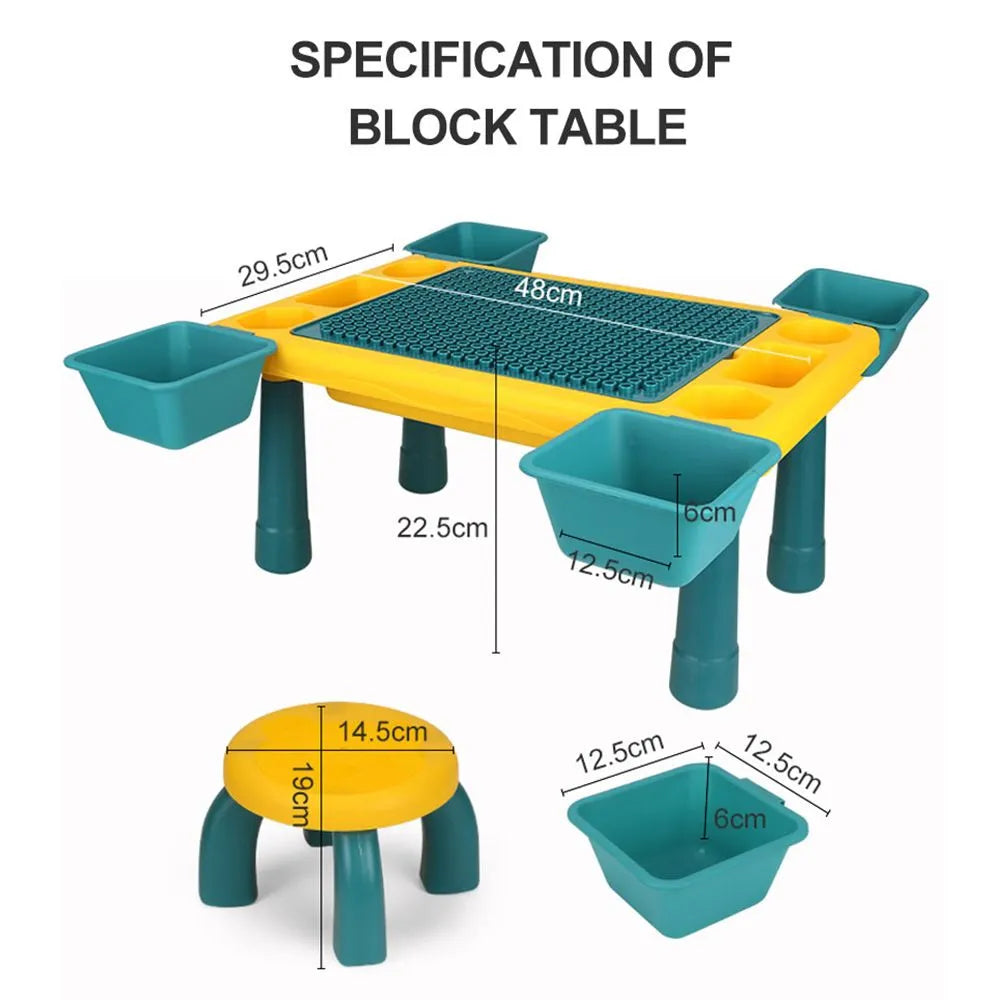 Little Story Blocks 4-In-1 Activity Table With Stool (Green)